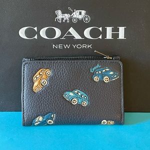 NWT Coach Slim Bifold Card Wallet With Car Print C9998